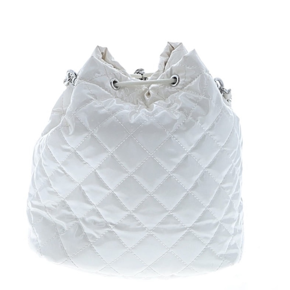 MZ Wallace Lacquer Crosby Bucket Bag Drawstring lacquer Pearl White Metallic - Picture 6 of 13